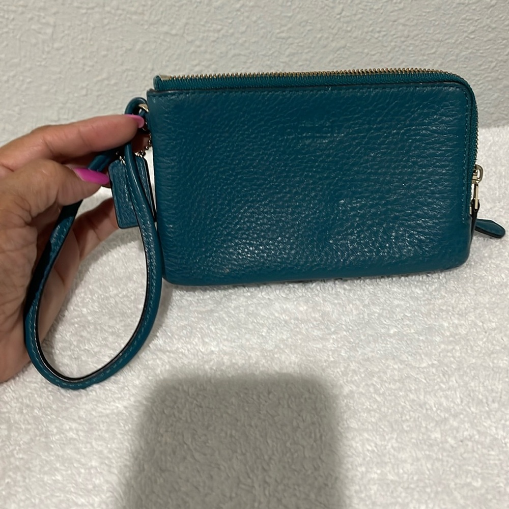 Coach soft leather Teal Wristlet